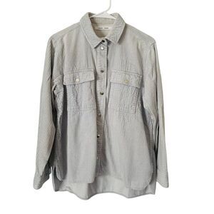 Samsoe Samsoe Corduroy Shirt Womens L Dove Gray Wide Wale Utility Overshirt